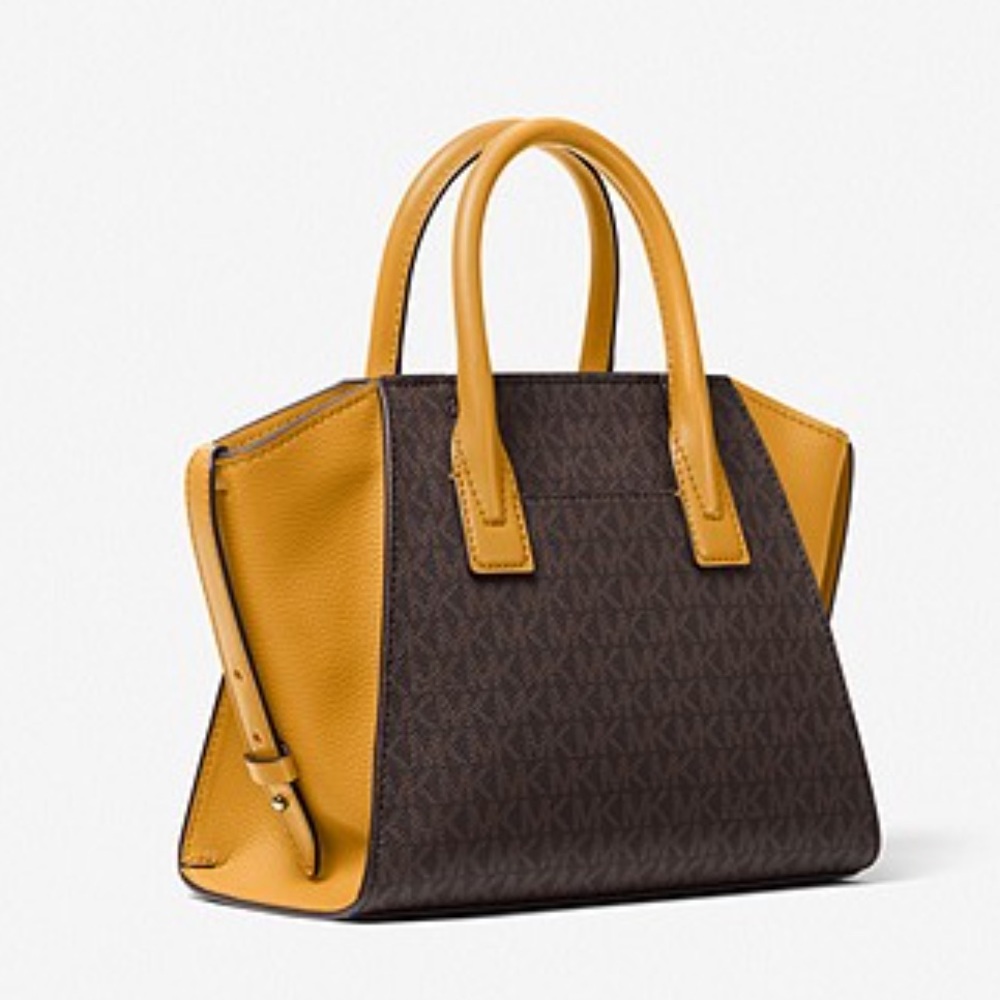 MICHAEL KORS
Avril Small Logo Top-Zip Satchel / Crossbody Marigold/ Brown Color - Picture 3 of 16